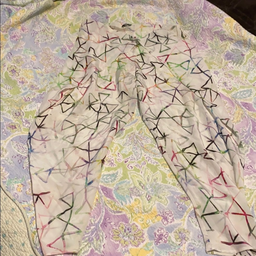 Alexis cropped silk geometrical print pants